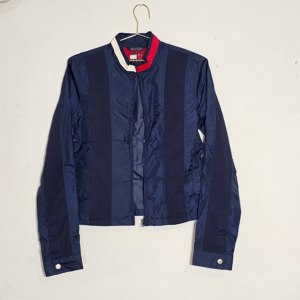 Tommy Jeans Kids Navy Blue Windbreaker Jacket Full Zip Mock Neck Size M